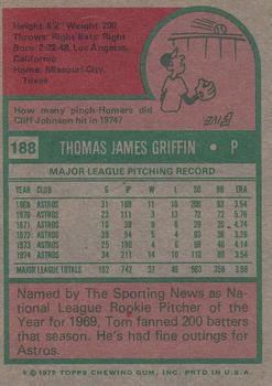 2015 Topps - Topps Originals Buybacks 1975 #188 Tom Griffin Back