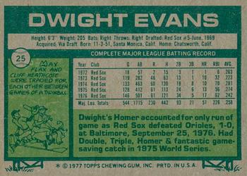 2015 Topps - Topps Originals Buybacks 1977 #25 Dwight Evans Back