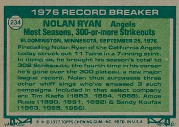 2015 Topps - Topps Originals Buybacks 1977 #234 Nolan Ryan Back