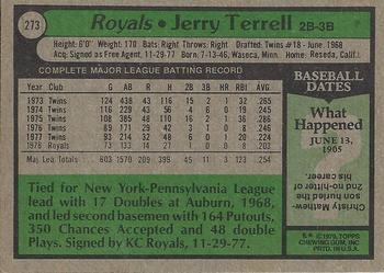 2015 Topps - Topps Originals Buybacks 1979 #273 Jerry Terrell Back