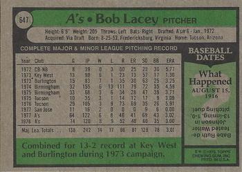 2015 Topps - Topps Originals Buybacks 1979 #647 Bob Lacey Back