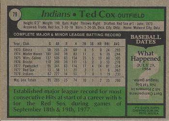 2015 Topps - Topps Originals Buybacks 1979 #79 Ted Cox Back