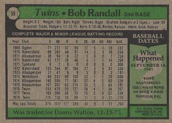 2015 Topps - Topps Originals Buybacks 1979 #58 Bob Randall Back