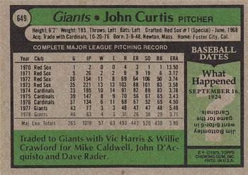 2015 Topps - Topps Originals Buybacks 1979 #649 John Curtis Back