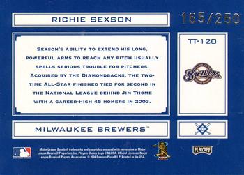 2004 Playoff Absolute Memorabilia - Tools of the Trade Blue #TT-120 Richie Sexson Back