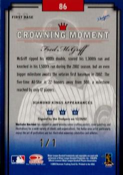 2003 Donruss Diamond Kings - Atlantic City National Convention Framed Black (Gold Foil) #86 Fred McGriff Back