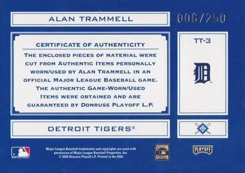 2004 Playoff Absolute Memorabilia - Tools of the Trade Material Combo #TT-3 Alan Trammell Back