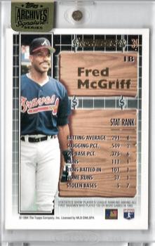 2015 Topps Archives Signature Series - Fred McGriff #39 Fred McGriff Back