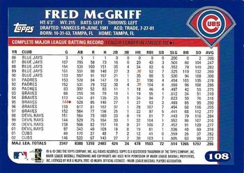 2015 Topps Archives Signature Series - Fred McGriff #108 Fred McGriff Back