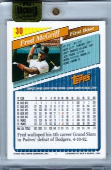 2015 Topps Archives Signature Series - Fred McGriff #30 Fred McGriff Back