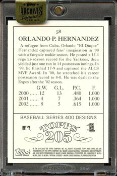 2015 Topps Archives Signature Series - Orlando Hernandez #58 Orlando Hernandez Back