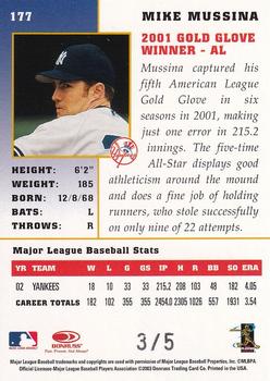 2003 Donruss Champions - Atlantic City National Convention #177 Mike Mussina Back
