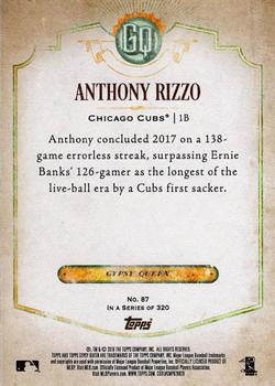 2018 Topps Gypsy Queen - Missing Team Name #87 Anthony Rizzo Back