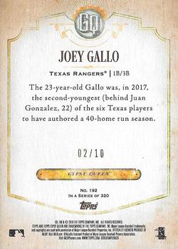 2018 Topps Gypsy Queen - Red #192 Joey Gallo Back