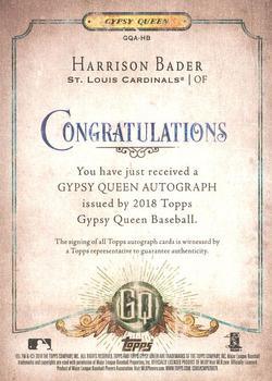 2018 Topps Gypsy Queen - Autographs #GQA-HB Harrison Bader Back