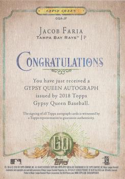 2018 Topps Gypsy Queen - Autographs #GQA-JF Jacob Faria Back