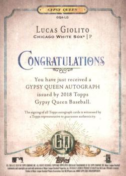 2018 Topps Gypsy Queen - Autographs #GQA-LG Lucas Giolito Back