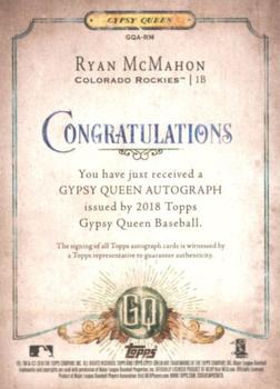 2018 Topps Gypsy Queen - Autographs #GQA-RM Ryan McMahon Back