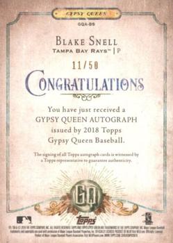 2018 Topps Gypsy Queen - Autographs Black and White #GQA-BS Blake Snell Back