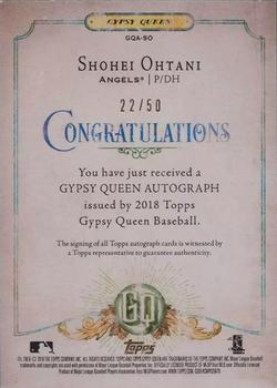 2018 Topps Gypsy Queen - Autographs Black and White #GQA-SO Shohei Ohtani Back