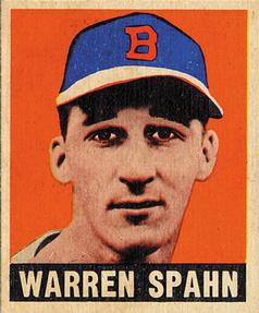 1948-49 Leaf #32 Warren Spahn Front