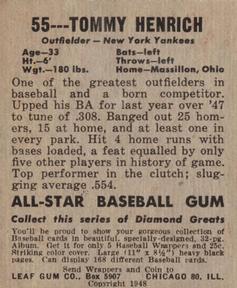 1948-49 Leaf #55 Tommy Henrich Back