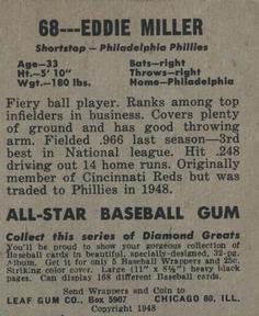 1948-49 Leaf #68 Ed Miller Back
