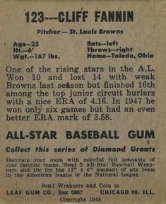 1948-49 Leaf #123 Clifford Fannin Back