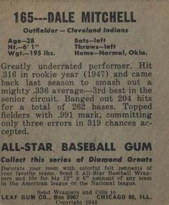 1948-49 Leaf #165 Dale Mitchell Back