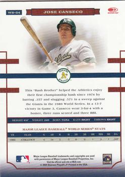 2004 Donruss World Series - Blue #WS-54 Jose Canseco Back