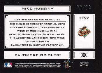 2004 Playoff Absolute Memorabilia - Tools of the Trade Material Trio PS #TT-97 Mike Mussina Back