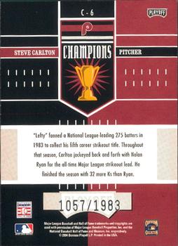 2004 Playoff Honors - Champions #C-6 Steve Carlton Back
