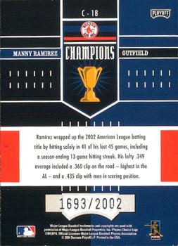 2004 Playoff Honors - Champions #C-18 Manny Ramirez Back