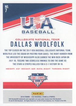2018 Panini USA Baseball Stars & Stripes - Longevity #7 Dallas Woolfolk Back