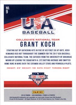 2018 Panini USA Baseball Stars & Stripes - Longevity #9 Grant Koch Back