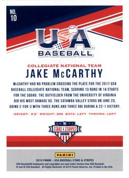 2018 Panini USA Baseball Stars & Stripes - Longevity #10 Jake McCarthy Back