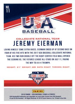 2018 Panini USA Baseball Stars & Stripes - Longevity #11 Jeremy Eierman Back