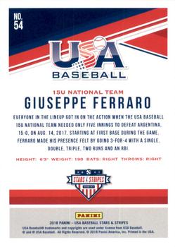 2018 Panini USA Baseball Stars & Stripes - Longevity #54 Giuseppe Ferraro Back