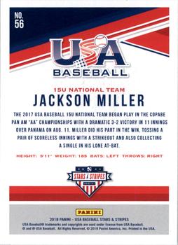 2018 Panini USA Baseball Stars & Stripes - Longevity #56 Jackson Miller Back