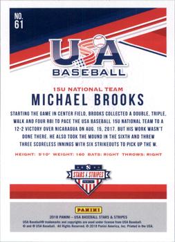 2018 Panini USA Baseball Stars & Stripes - Longevity #61 Michael Brooks Back