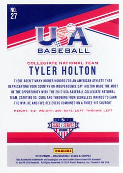 2018 Panini USA Baseball Stars & Stripes - Longevity Base #27 Tyler Holton Back