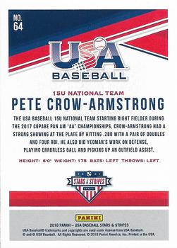 2018 Panini USA Baseball Stars & Stripes - Longevity Base #64 Pete Crow-Armstrong Back