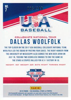 2018 Panini USA Baseball Stars & Stripes - Longevity Base Ruby #7 Dallas Woolfolk Back
