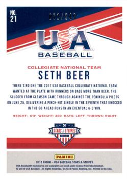 2018 Panini USA Baseball Stars & Stripes - Longevity Base Ruby #21 Seth Beer Back