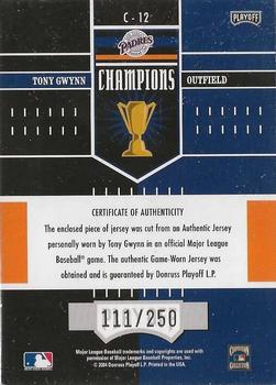 2004 Playoff Honors - Champions Jersey #C-12 Tony Gwynn Back