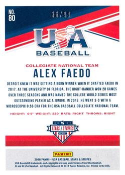 2018 Panini USA Baseball Stars & Stripes - Longevity Holo Foil #80 Alex Faedo Back