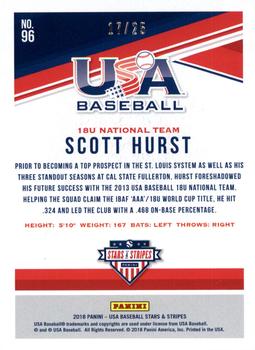 2018 Panini USA Baseball Stars & Stripes - Longevity Team Logo Gold #96 Scott Hurst Back