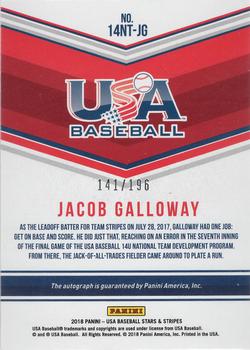 2018 Panini USA Baseball Stars & Stripes - 14U National Team Signatures #14NT-JG Jacob Galloway Back