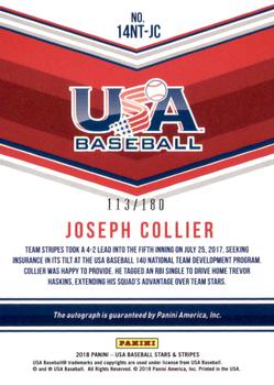 2018 Panini USA Baseball Stars & Stripes - 14U National Team Signatures #14NT-JC Joseph Collier Back