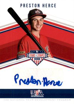 2018 Panini USA Baseball Stars & Stripes - 14U National Team Signatures #14NT-PH Preston Herce Front
